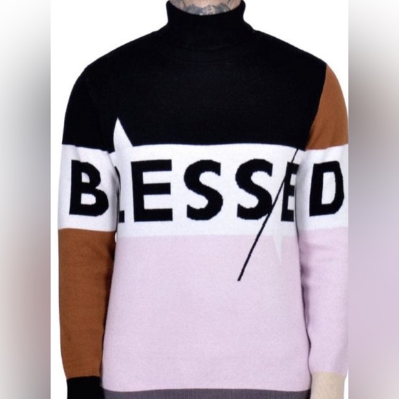 The Hideout clothing  Blessed Knit Distressed Tips Turtleneck UNISEX  size M - Picture 8 of 9